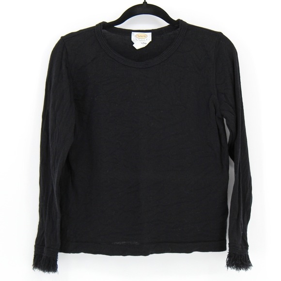 Vintage 90s Talbots Medium‎ $168 Made In Italy Black Merino Wool Fringe Sweater - Picture 2 of 11